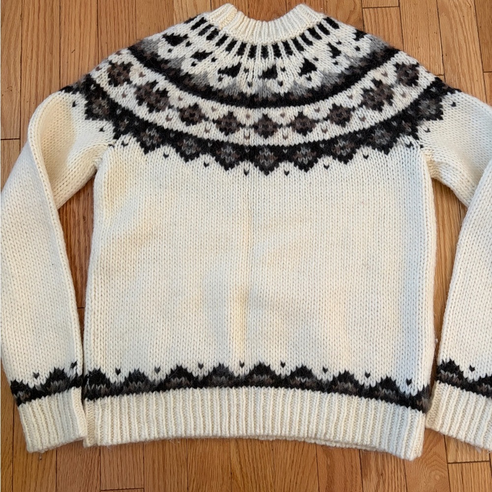 Ann Taylor Nordic Pattern Sweater - Cream and Black - Picture 2 of 3